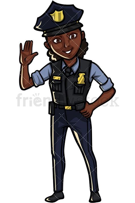 black policewoman cartoon vector clipart friendlystock