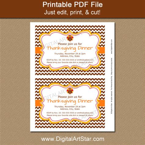 thanksgiving printables invitation template digital art star