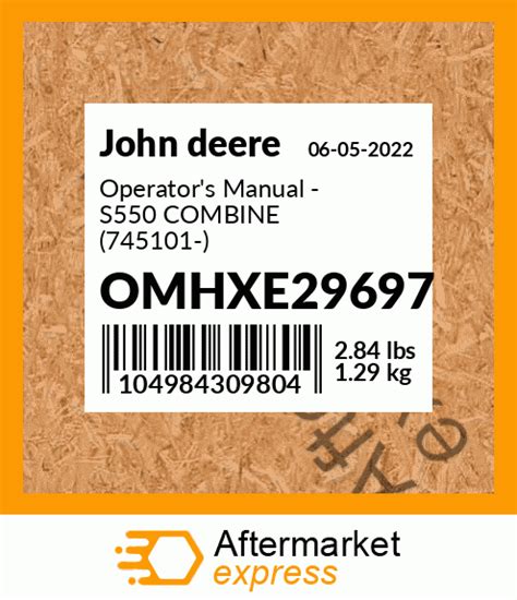 omhxe operators manual  combine  fits john deere price