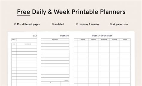 daily weekly printable planners