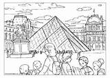 Louvre Coloring France Museo Activityvillage Europe Vuelta sketch template