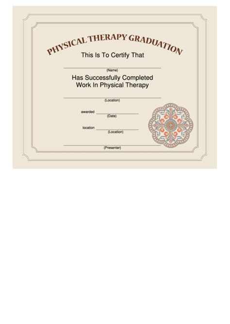 physical therapy graduation certificate template printable
