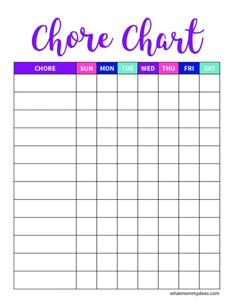 blank chore chart printable template business psd excel word