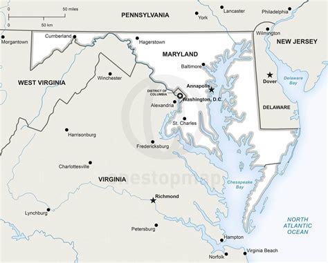 vector map  maryland political  stop map