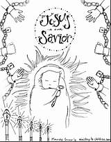 Jesus Coloring Drawing Savior Pages Baby Birth Printable Simple Advent Christmas Nativity Scene Manger Sea Red Crossing Children Shepherds Christ sketch template