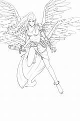 Valkyrie Coloring Deviantart Lineart Pages Designlooter Colouring Drawings 89kb sketch template