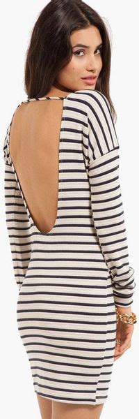 Tobi Pacific Striped Dress In Beige Ivory And Navy Lyst