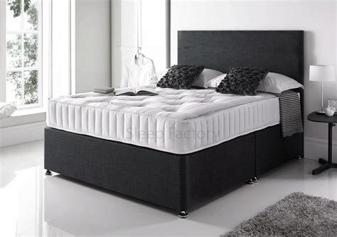 sleep factory black plush memory divan bed set  pocket sprung mattress  matching
