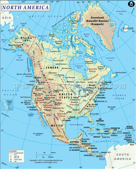 labeled map  north america printable printable map   united states