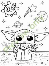 Yoda Mandalorian sketch template