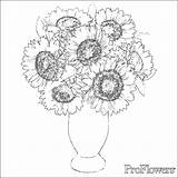 Sunflower Sunflowers Coloring Pages Vase Drawing Van Gogh Bouquet Kids Printable Cliparts Flowers Clipart Getdrawings Step Beautiful Printables Field Library sketch template