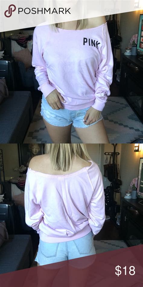 pink off the shoulder blush sweatshirt clothes design sweatshirts pink