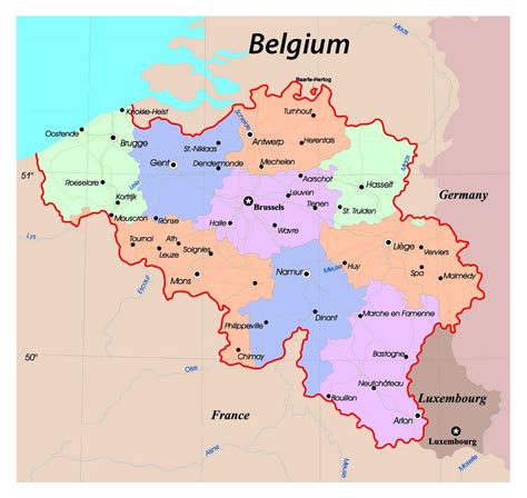 detailed administrative map  belgium  roads  major cities