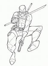 Deadpool Coloring Pages Drawing Library Clipart Swords sketch template
