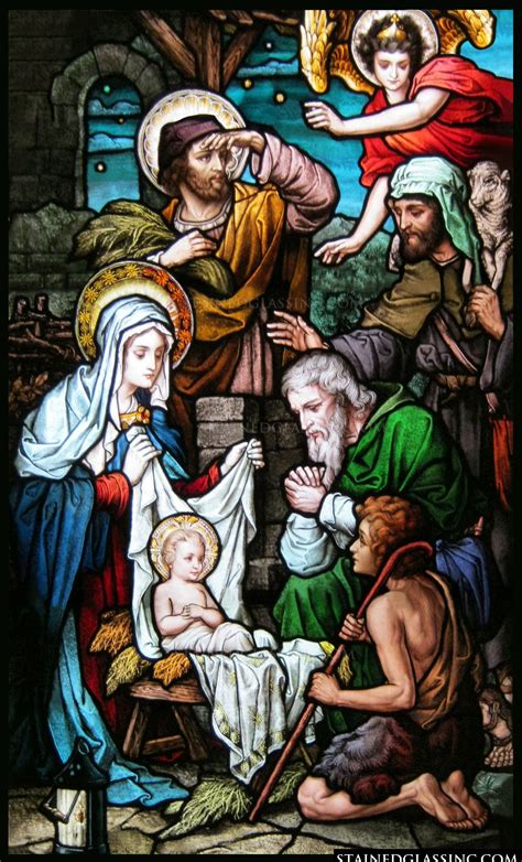 nativity religious stained glass window