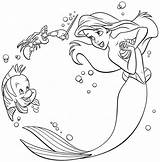 Ariel Coloring Pages Mermaid Little Printable Princess Kids Disney Sebastian sketch template