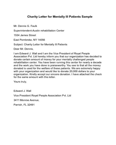 charity letter  mentally ill patients sample edit fill sign