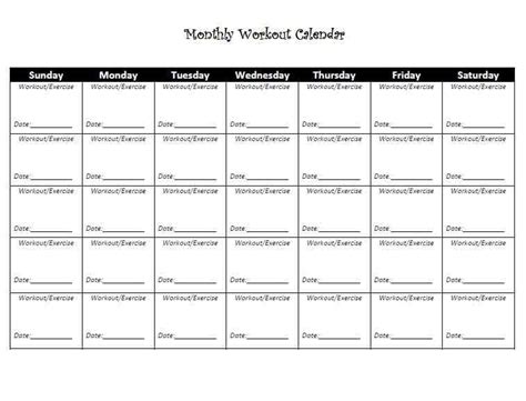 printable workout calendar monthly  workout calendar workout