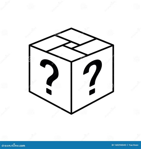 loot box icon square cube outline box  question marks surprise
