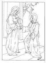 Coloring Mary Bible Elizabeth Visitation Pages Sheets Detail Queen Heaven St sketch template