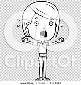 Girl Scared Teenage Clipart Adolescent Outlined Coloring Cartoon Vector Thoman Cory Clip sketch template