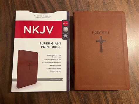 personalized nkjv super giant print bible brown leathersoft custom