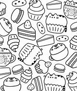 Pusheen Coloring Pages Cupcake Food sketch template