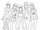 Coloring Pages Anime Friends Girl Group Cute Drawing Friend School Choose Board Manga Style People sketch template