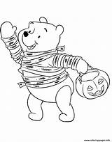 Winnie Trick Halloween Coloring Disney Pages Pooh Treat Treating Printable Color Pumpkin Print Disneyclips Mouse Minnie Mickey sketch template