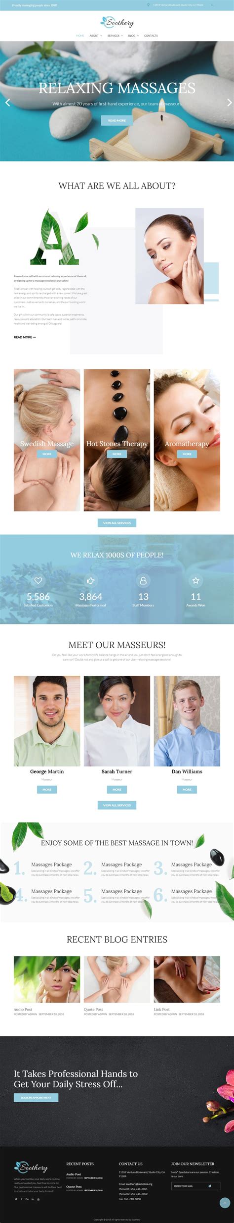 soothery wordpress theme responsive spa massage relaxing massage