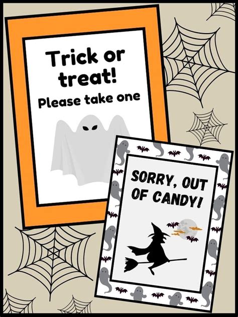 printable halloween candy signs    instantly