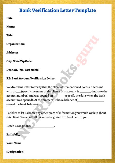 bank verification letter writing format samples  bank
