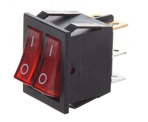 red light illuminated  pin dual spst onoff rocker switch ac av av uniwerks