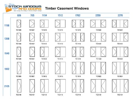 window sizes  stock window sizes