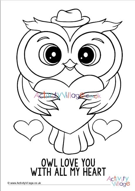 owl  love  colouring page
