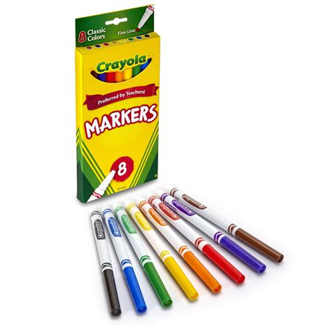 crayola original formula markers fine tip  classic colors  box
