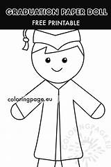 Doll Graduation Boy Paper Printable Template Coloring sketch template