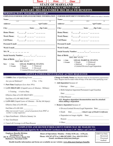 maryland direct pay enrollment form  fillable  templateroller