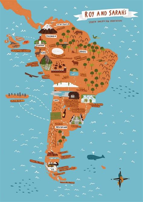 south america map illustrated map america map illustration