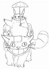 Coloring Pages Totoro Bus Cat Ghibli Christmas Neighbor Studio Drawing Anime sketch template