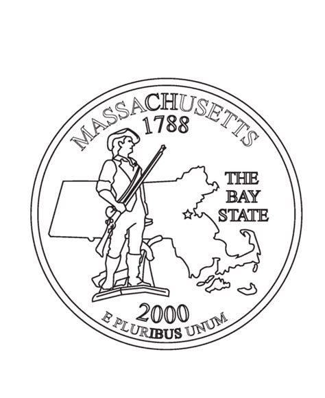 gambar usa printables massachusetts state quarter states coloring pages
