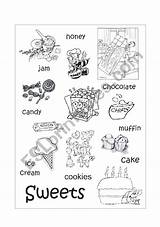 Sweets Worksheet Worksheets Vocabulary Esl Food Preview sketch template
