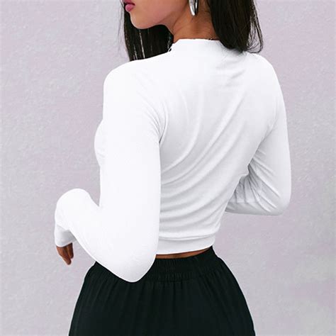 Simenual Fashion Autumn 2018 Female T Shirt Crop Top Letter Print White