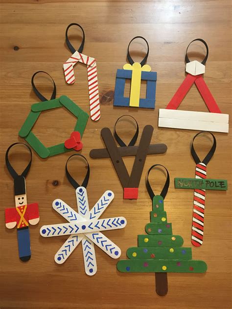 popsicle stick ornaments christmas crafts diy preschool christmas
