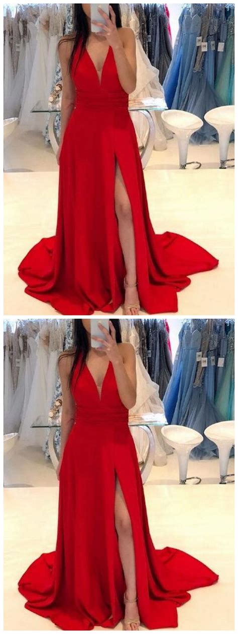 neck bright red long prom dress red prom dress long prom dresses modest dresses