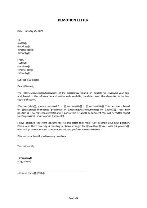 printable demotion letter  employer template exampl vrogueco
