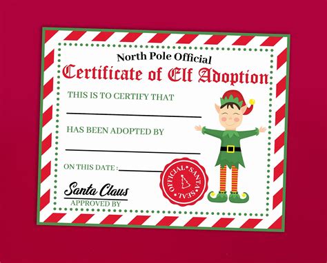 elf adoption certificate elf adoption certificate printable etsy