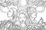 Coloring Goddess Pages Triple Moon Wiccan Deviantart sketch template