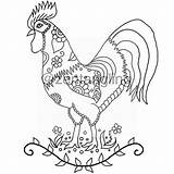 Rooster Zentangled Coloring Pages sketch template