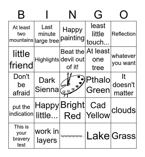 bob ross bingo bingo card